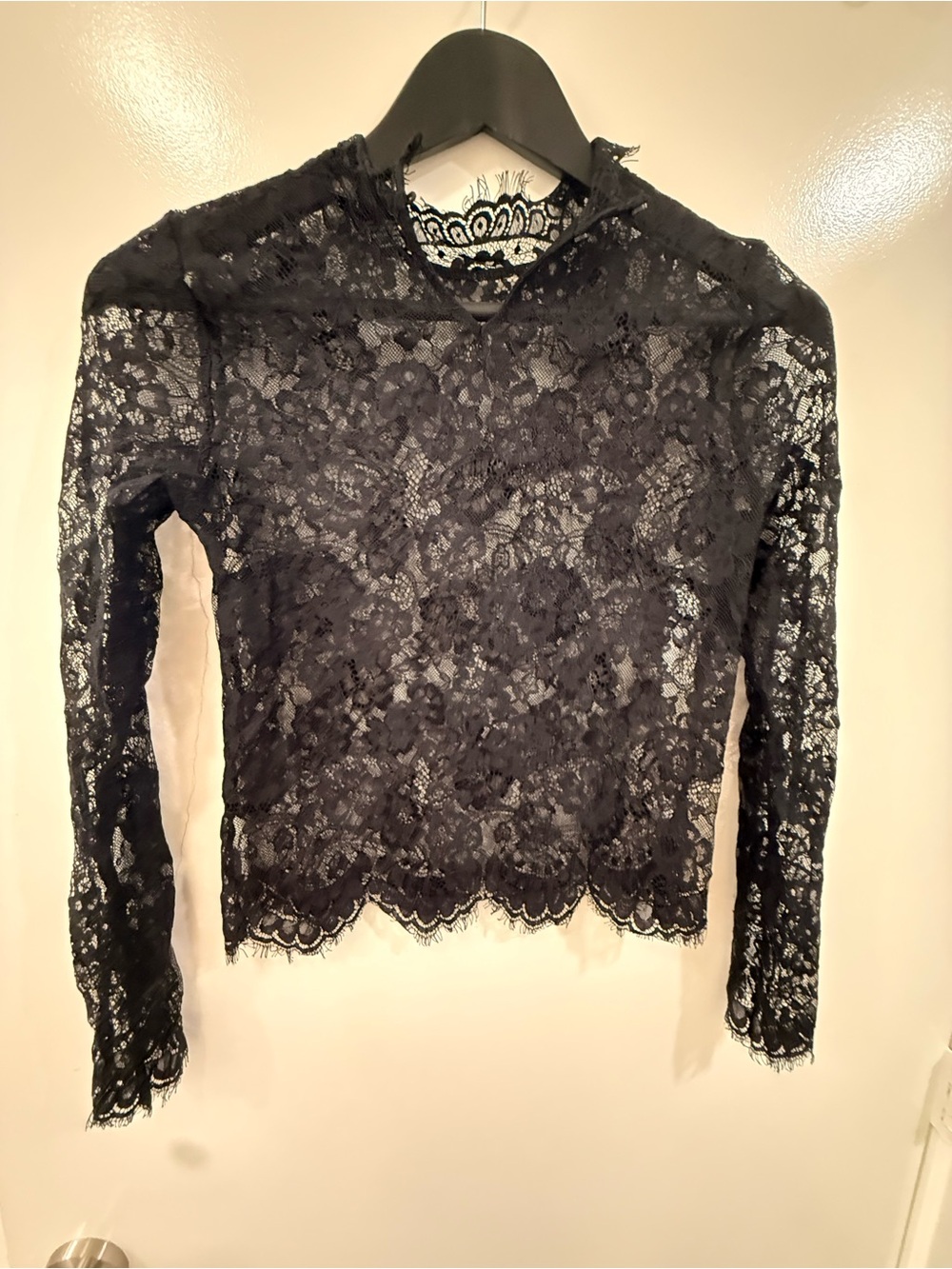 Forever 21 Black Floral Lace Long Sleeve Top